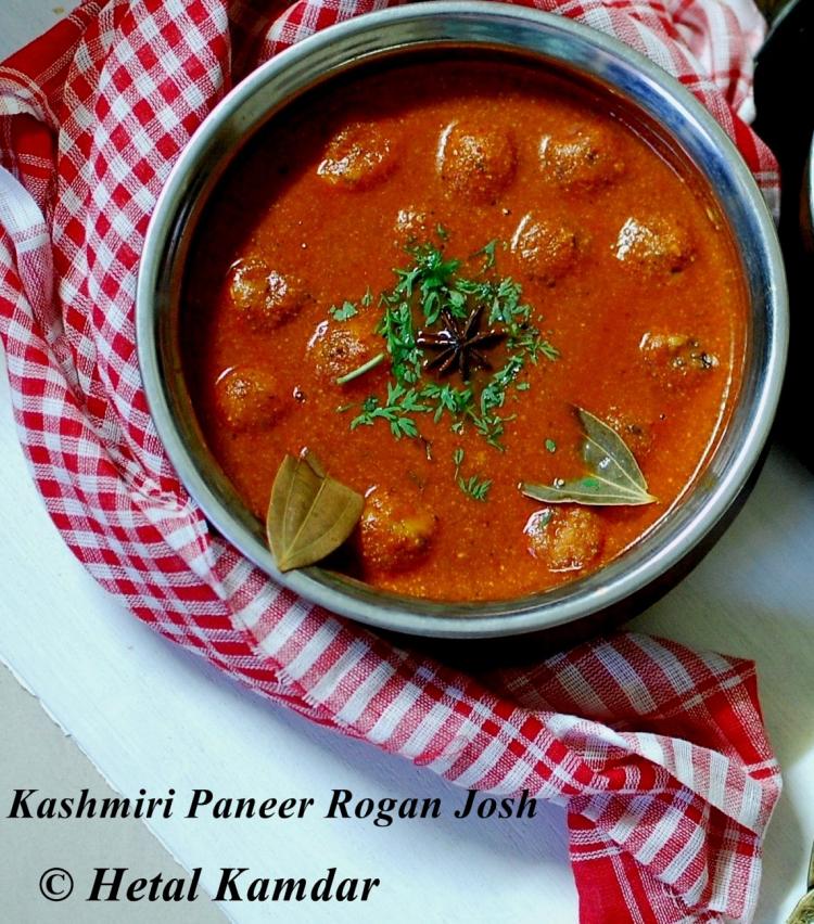 Paneer Rogan Josh Recipe | Paneer cooked in red hot Kashmiri rogan Gravy and garnished with coriander leaves