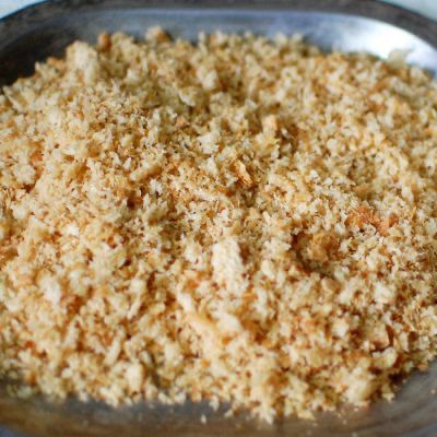 close up photo of bread crumbs for cheese corn balls recipe