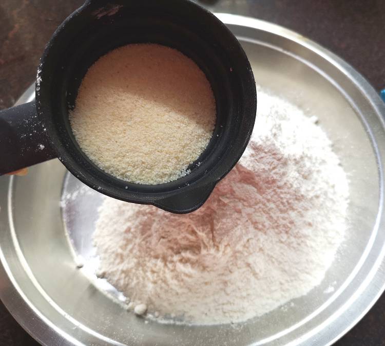 adding semolina to the all-purpose flour