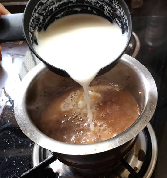 adding hot milk to ginger tea recipe | adrak wali chai recipe