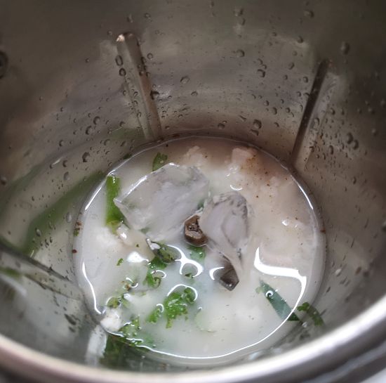 pouring chilled yogurt, coriander leaves into the blender for masala chaas recipe, Benefits of Buttermilk
