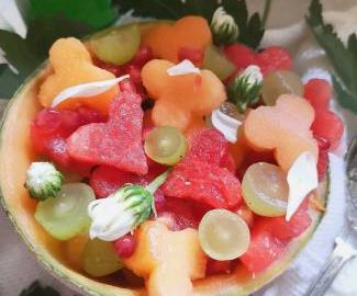 close up view of melon fruit bowl recipe
