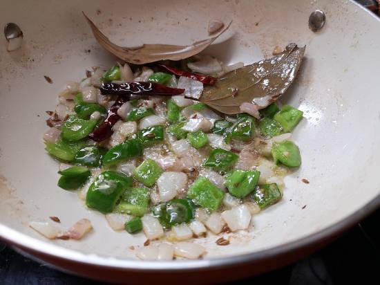 Sauteing onion capsicum for Mix Vegetable Curry Recipe, mix veg recipe