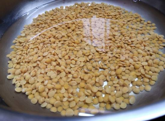 soaking toor dal in water for mysore rasam , mysore rasam recipe