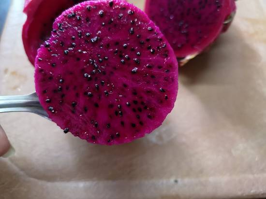 close up view of pink pitaya, dragon fruit for preparing dragon fruit pancakes