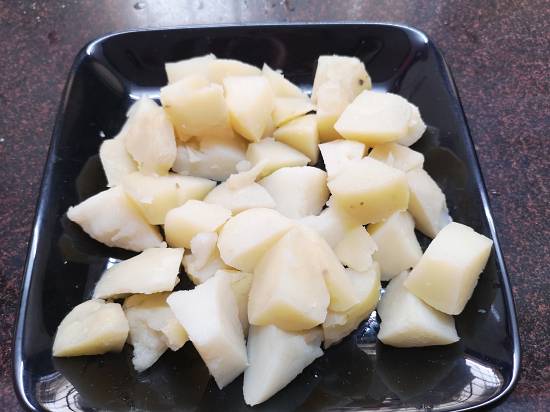 boiled potato cut into cubes for vrat wale aloo ki sabzi