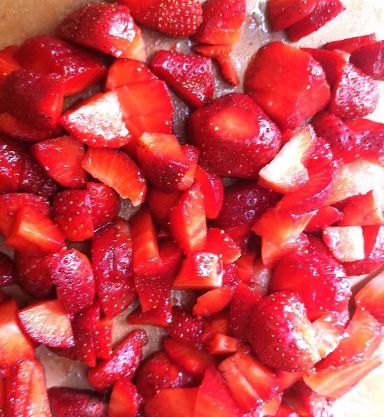 chopped strawberries for Strawberry Jam Recipe