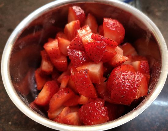 blend strawberries and puree