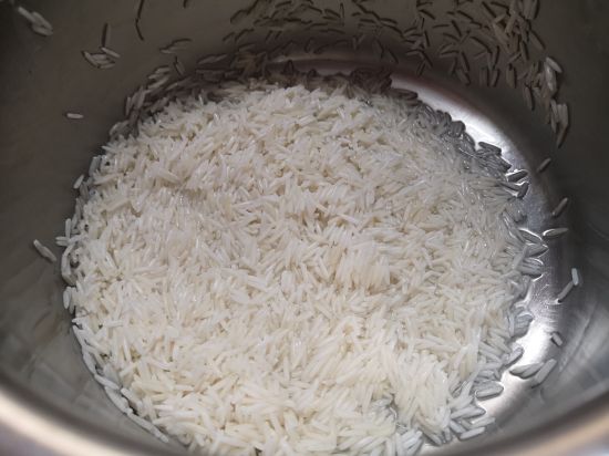 washing basmati rice for Mushroom Fried rice