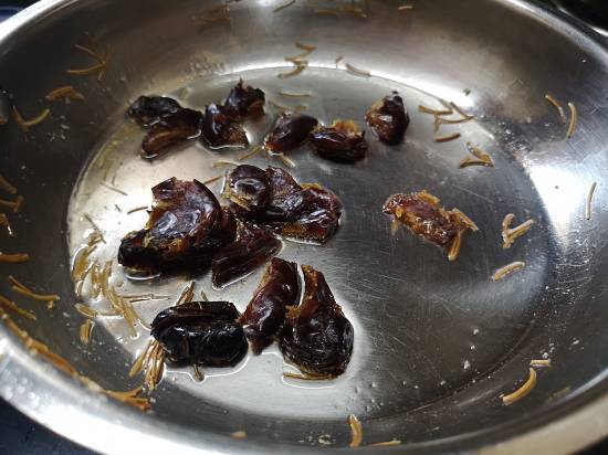 frying dates in ghee for sheer korma