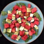 Close up image of watermelon cucumber salad recipe,how to make watermelon cucumber salad